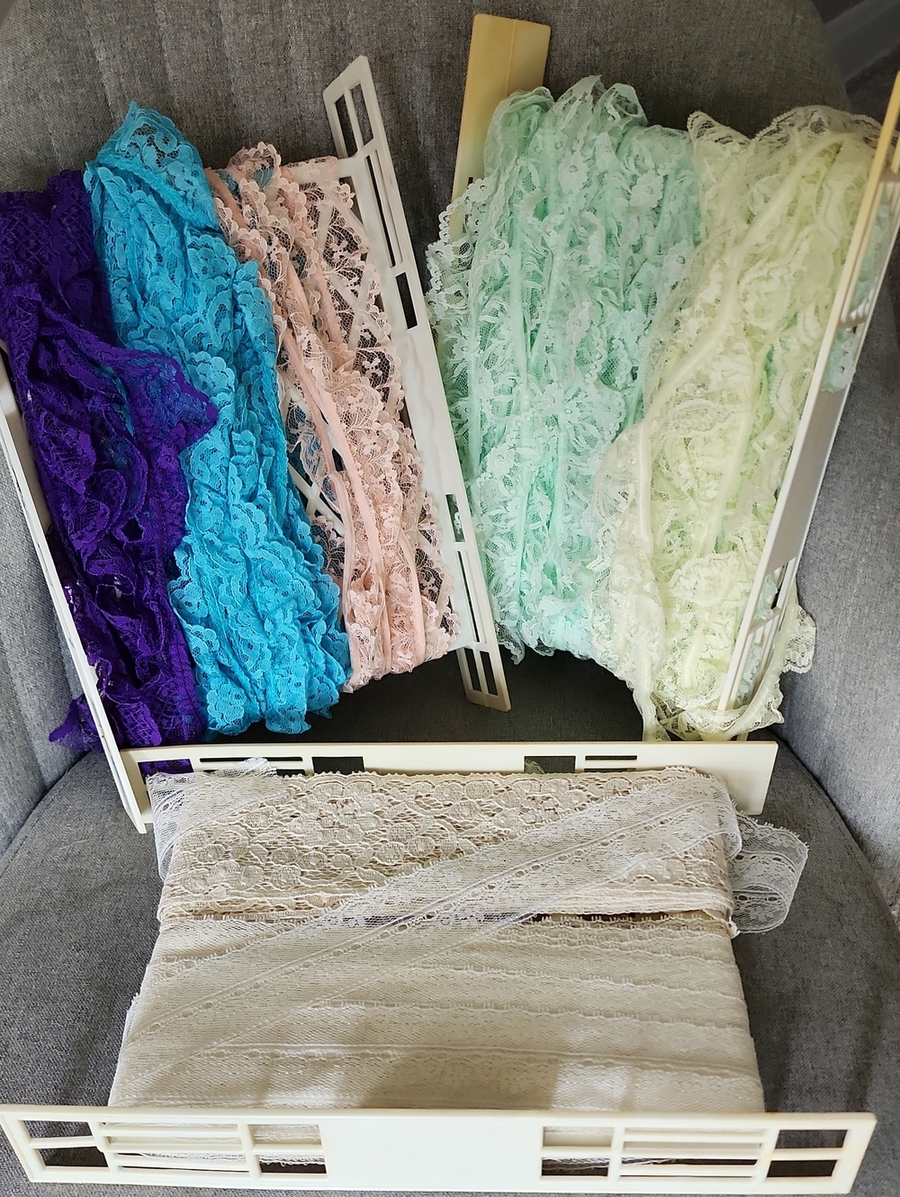 Vintage 70s Lace Yards Colorful Trim Sewing Project Bundle Lot